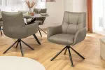2SET jídelní židle SIGNATURE taupe/černá pravá kůže otočná