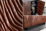Vysoká komoda FLUID 3D 110 CM ořechově hnědá masiv akácie