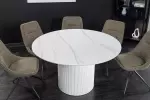Kulatý jídelní stůl UNIQUE 120 CM bílý mramor/bílá