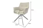 2SET jídelní židle LE GRAND 180° taupe/černá pravá kůže/texturovaná tkanina