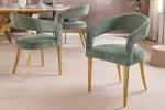 2SET jídelní židle BOUTIQUE zelená/zlatá strukturovaná tkanina