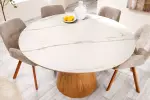 Kulatý jídelní stůl UNIQUE II 120 CM bílý mramor/dýha dub