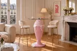 Barový stolek ICE CREAM 90 CM růžový/bílý
