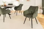 2SET jídelní židle AVIGNON 360° zelená/černá žinylková tkanina