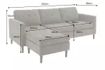 Rohová pohovka STOCKHOLM 220 CM zelená manšestr UNI