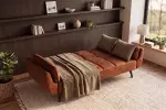 Pohovka BOUTIQUE 215 CM rezavě hnědá samet rozkládací Pohovka BOUTIQUE 215 CM rezavě hnědá samet rozkládací