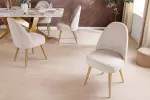 2SET jídelní židle MIA CASA béžová/zlatá manšestr