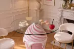Barový stolek ICE CREAM 90 CM růžový/bílý