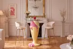 Barový stolek ICE CREAM 90 CM žlutý/růžový