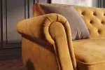 Pohovka MAISON BELLE 220 CM tmavě žlutá samet rozkládací Pohovka MAISON BELLE 220 CM tmavě žlutá samet rozkládací