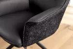 2SET jídelní židle LE GRAND 180° černá/černá pravá kůže/texturovaná tkanina