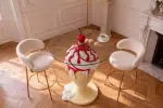Barový stolek ICE CREAM 90 CM červený/bílý
