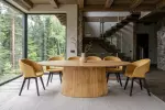 Oválný jídelní stůl ART DECO 220 CM krémový masiv mango