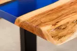 Konferenční stolek LIQUID 110 CM masiv akácie/modrý epoxidový pás
