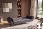 Pohovka BOUTIQUE 215 CM tmavě šedá samet rozkládací