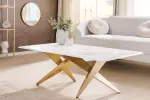 Konferenční stolek ART LIVING 130 CM bílá/zlatá mramor