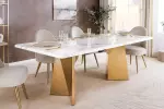 Jídelní stůl EXTRAVAGANCIA 200 CM bílá/zlatá mramor