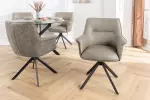 2SET jídelní židle LE GRAND 180° taupe/černá pravá kůže/texturovaná tkanina