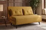 Rozkládací pohovka SMART MULTIFUNCTION 140 CM tmavě žlutá samet Rozkládací pohovka SMART MULTIFUNCTION 140 CM tmavě žlutá samet