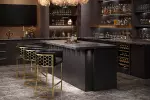 Barová židle ELEGANCE 88 CM černá/zlatá samet