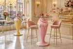 Barový stolek ICE CREAM 90 CM růžový/bílý