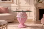 Odkládací stolek ICE CREAM 65 CM růžový/bílý