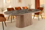 Jídelní stůl UNIQUE 200 CM šedý mramor/dýha ořech