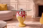 Odkládací stolek ICE CREAM 65 CM červený/bílý