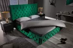 Postel PARIS CHESTERFIELD 180×200 CM tmavě zelená samet