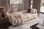 Pohovka MAISON BELLE 220 CM šampaňsko béžová samet rozkládací Pohovka MAISON BELLE 220 CM šampaňsko béžová samet rozkládací