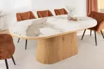 Jídelní stůl UNIQUE 200 CM bílý mramor/dýha ořech