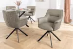 2SET jídelní židle LE GRAND 180° taupe/černá pravá kůže/texturovaná tkanina