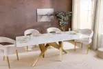 Jídelní stůl ART LIVING 200 CM bílá/zlatá mramor