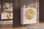Vysoká komoda AURUM 120 CM bílá/zlatá masiv mango