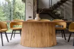 Oválný jídelní stůl ART DECO 220 CM krémový masiv mango