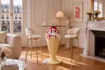 Barový stolek ICE CREAM 90 CM červený/bílý