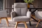 2SET židlo-křeslo BIG GEORGE II greige/přírodní manšestr/masiv buk otočné