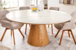 Kulatý jídelní stůl UNIQUE II 120 CM bílý mramor/dýha dub