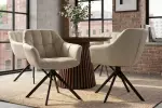 2SET jídelní židle PAPILLON béžová/černá pravá kůže otočná