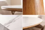 Kulatý jídelní stůl UNIQUE II 120 CM bílý mramor/dýha dub