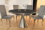 Kulatý jídelní stůl ELEGANCIA 130 CM černá/chrom umělý mramor