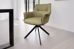 2SET jídelní židle LE GRAND 180° taupe/černá pravá kůže/texturovaná tkanina