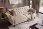 Pohovka MAISON BELLE 220 CM šampaňsko béžová samet rozkládací Pohovka MAISON BELLE 220 CM šampaňsko béžová samet rozkládací