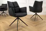 Jídelní židle PAPILLON II černá pravá kůže otočná o 360°