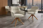 2SET jídelní židle LE GRAND 180° béžová/přírodní žinylková tkanina