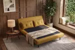 Rozkládací pohovka SMART MULTIFUNCTION 140 CM tmavě žlutá samet Rozkládací pohovka SMART MULTIFUNCTION 140 CM tmavě žlutá samet