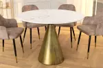 Kulatý jídelní stůl ELEGANCIA 100 CM bílá/mosaz mramor