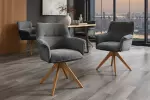 2SET jídelní židle LE GRAND 180° šedá/přírodní žinylková tkanina