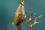 2SET věšák/police WILDLIFE BIRDS 45 CM starožitná zlatá