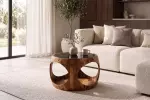 Konferenční stolek ORGANIC LOOP 60 CM černý/hnědý sklo/masiv sheesham Konferenční stolek ORGANIC LOOP 60 CM černý/hnědý sklo/masiv sheesham